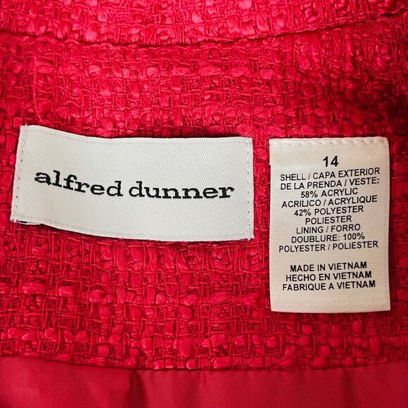 Alfred Dunner Full Zip Tweed Blazer Sz 14 Hot Pink Fringe Preppy Professional - Picture 6 of 6